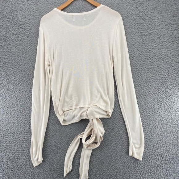 Modern Citizen Sweater Womens Medium Ivory Tied Front Lightweight Knit Pullover - Picture 3 of 11